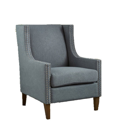 Cecilia Classic Studded Light Grey Wingback Club Armchair - Image 4