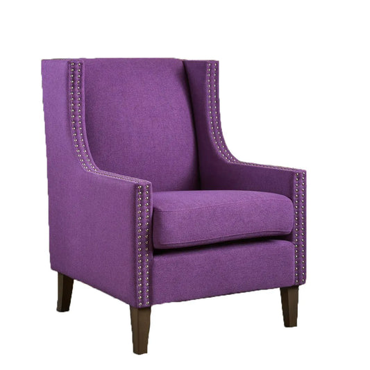 Cecilia Classic Studded Purple Wingback Club Armchair - Image 2