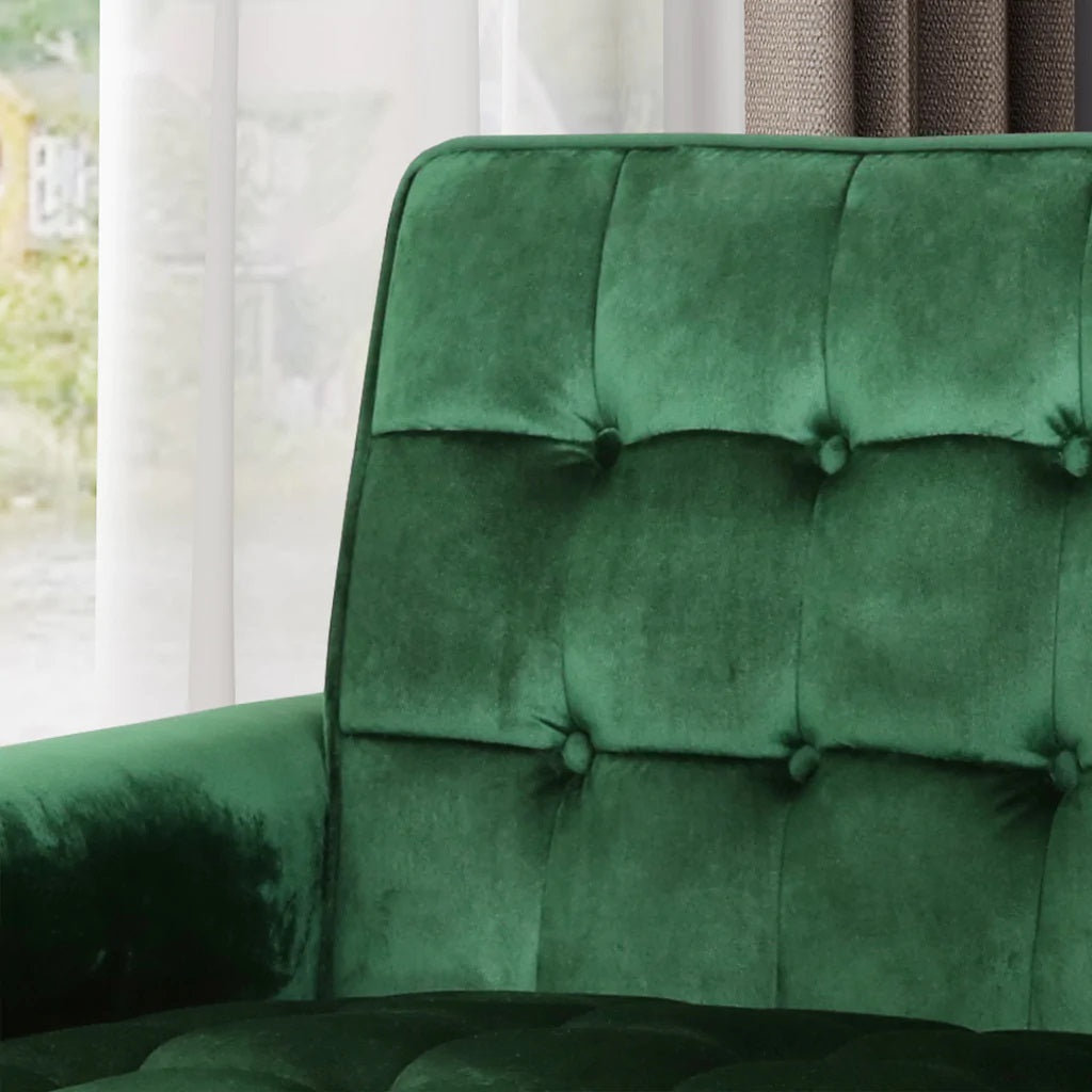 Lewisham Emerald Tufted Velvet Armchair - Image 3