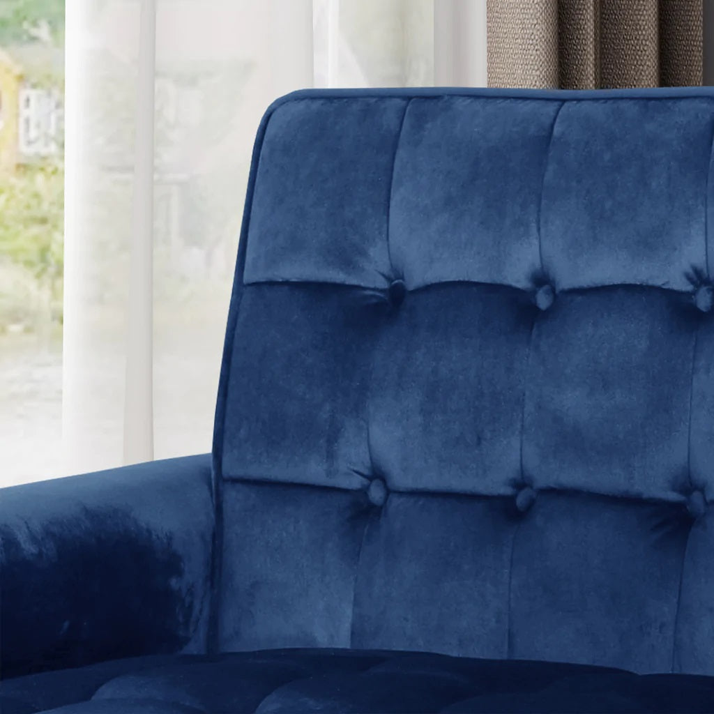 Lewisham Navy Blue Tufted Velvet Armchair - Image 3