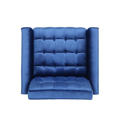 Lewisham Navy Blue Tufted Velvet Armchair - Image 5