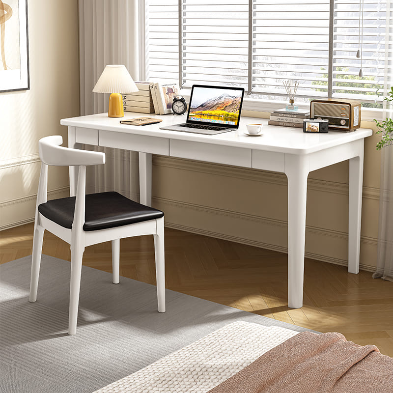 Mitch Solid Wood Study Desk /Rubberwood/Minimal Assembly/White - Image 2
