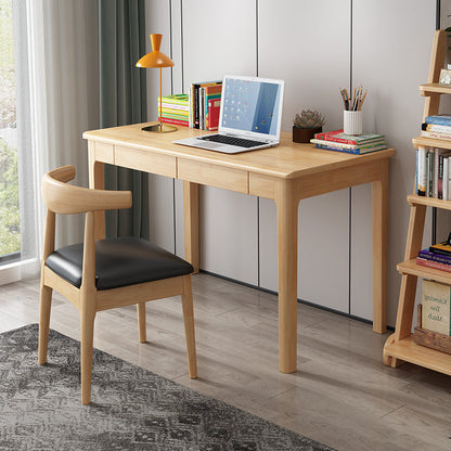Mitch Solid Wood Study Desk /Rubberwood/Minimal Assembly/Natural Wood Colour - Image 4