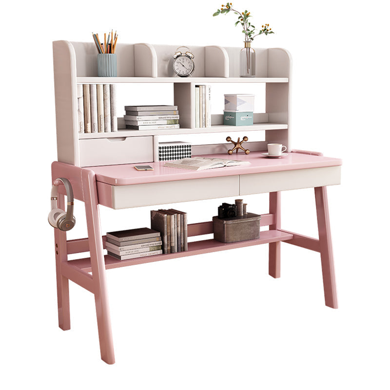 Ave Solid Wood Study Desk with Shelf and Drawers/Bookcase/Rubberwood - Image 2