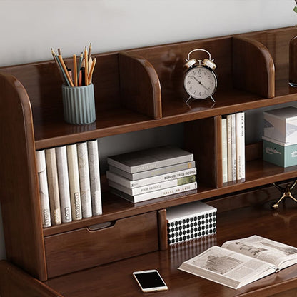 Ave Solid Wood Study Desk with Shelf and Drawers/Bookcase/Rubberwood/Walnut - Image 3