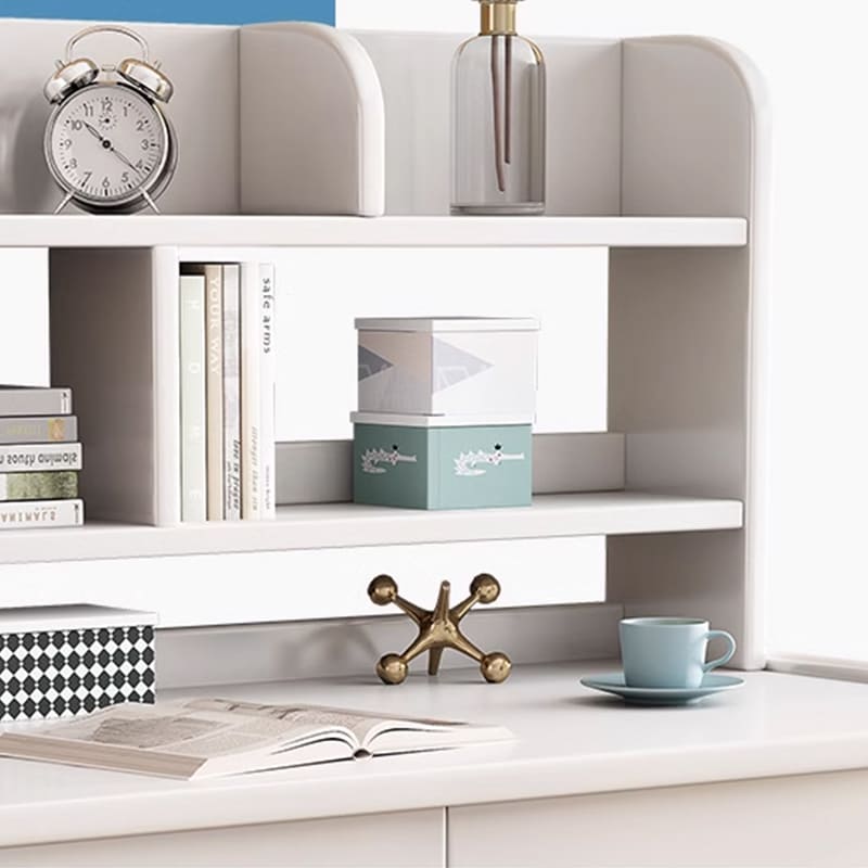 Ave Solid Wood Study Desk with Shelf and Drawers/Bookcase/Rubberwood/White - Image 3
