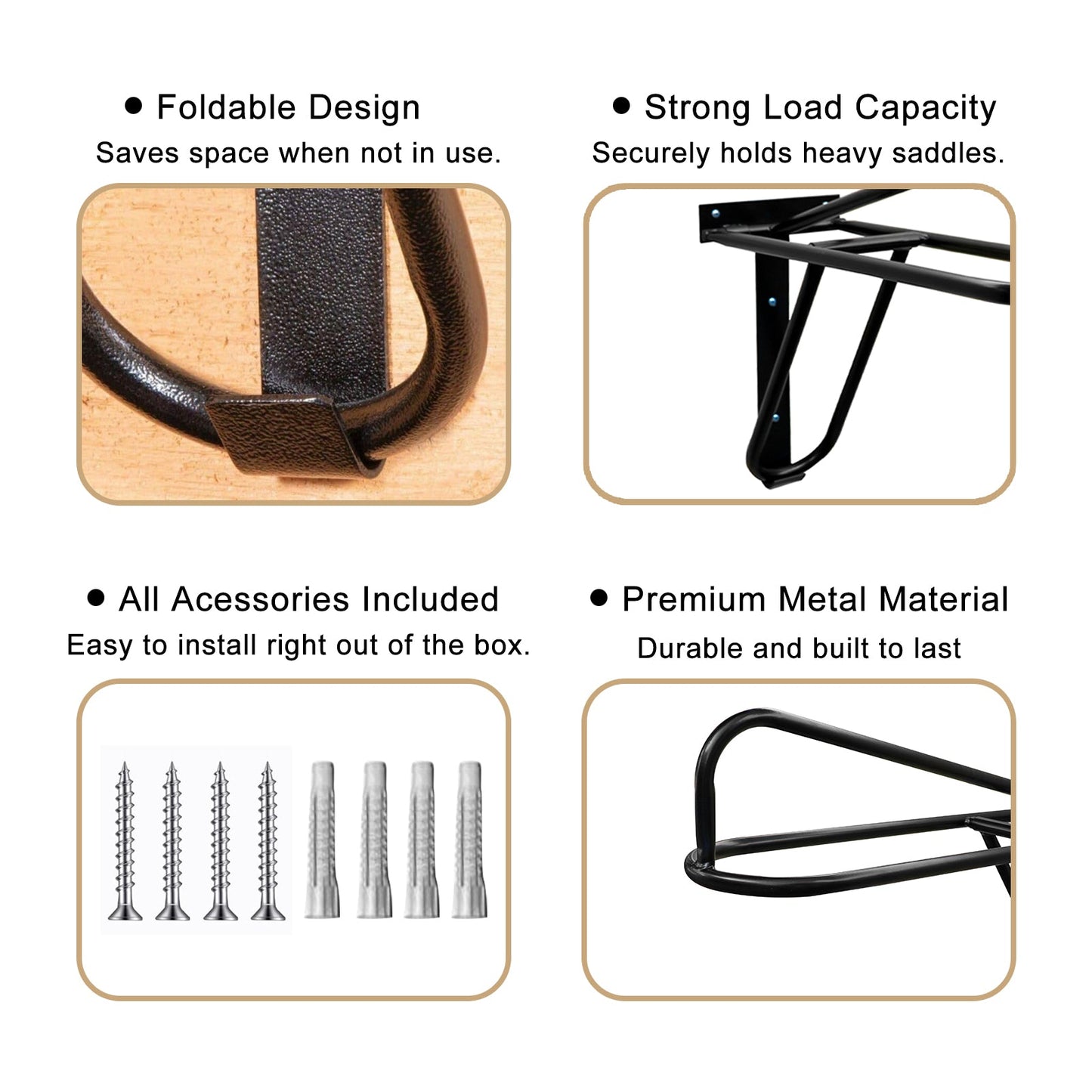 Samland Foldable Saddle Rack Wall Mounted Saddle Stand Space-Saving Steel Holder for Horse Tack - Image 4