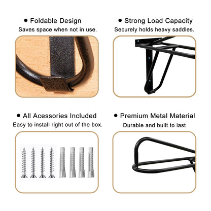 Samland Foldable Saddle Rack Wall Mounted Saddle Stand Space-Saving Steel Holder for Horse Tack - Image 4