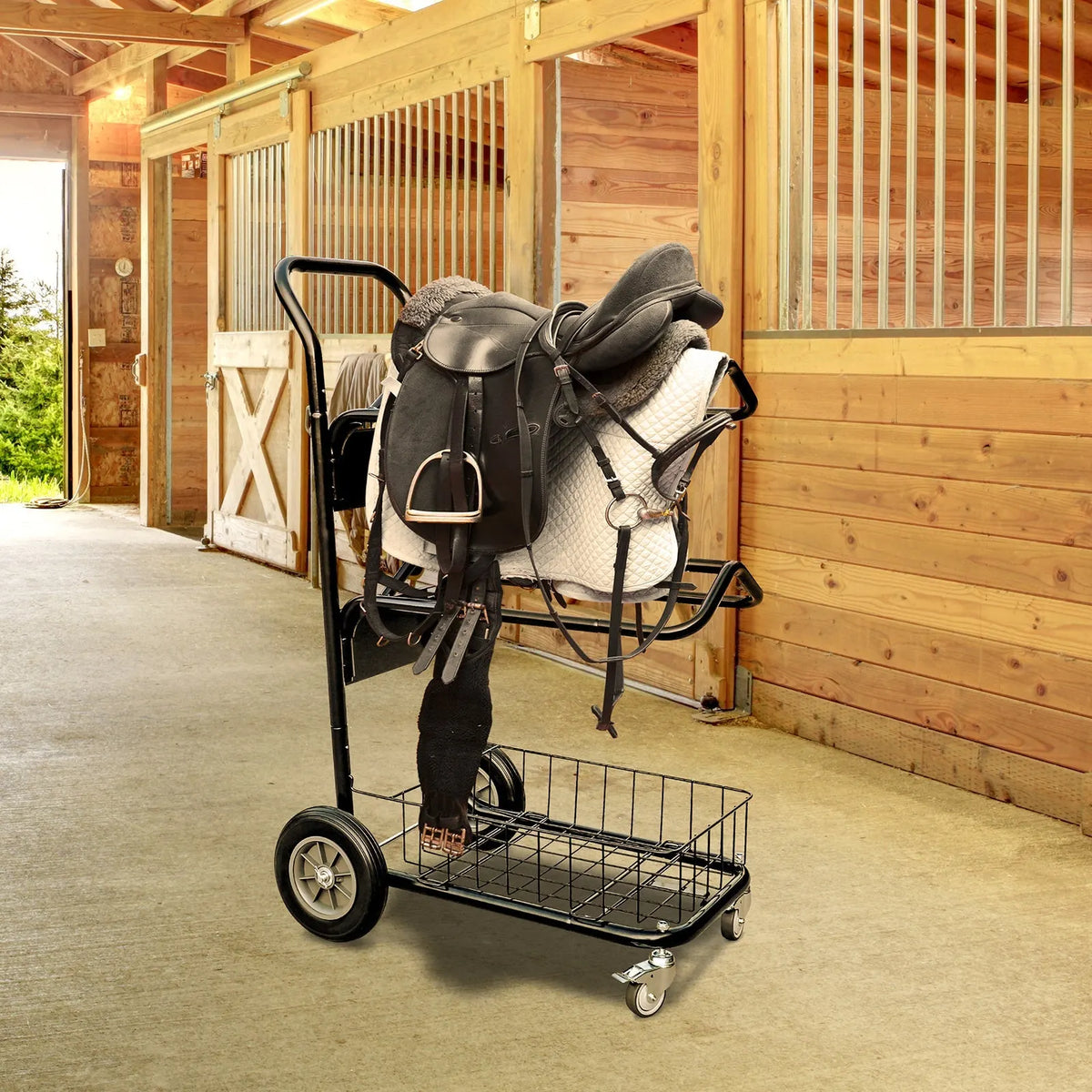 Samland Heavy Duty Two Tier Wheeled Saddle Rack - Image 5