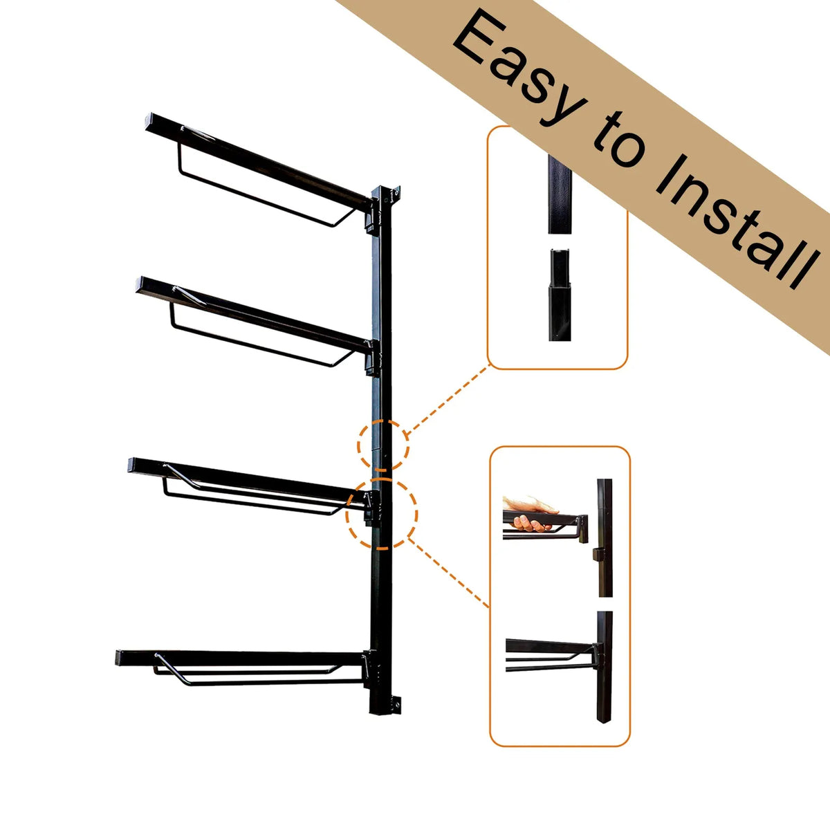 Samland Foldable 4-Tier Saddle Rack Wall Mounted Saddle Stand Space-Saving Steel Holder for Horse Tack - Image 4