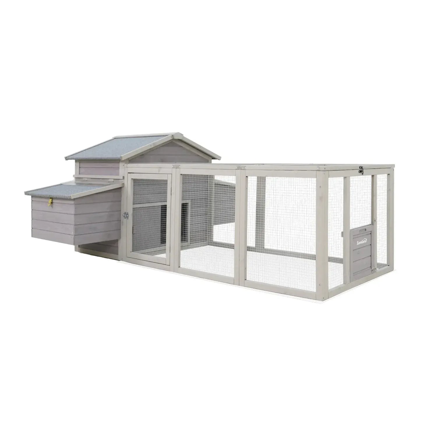 Samland Wooden Chicken Coop with Spacious Run – Outdoor Waterproof Hen House for Multiple Chickens