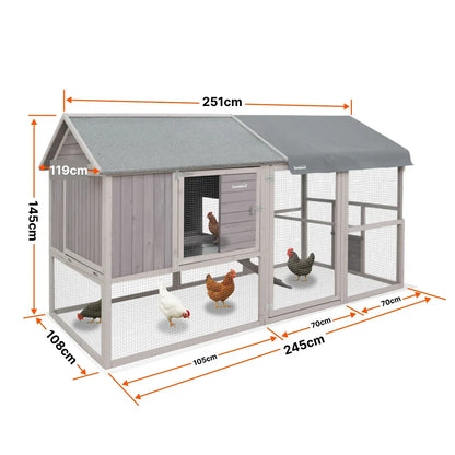 Samland Large Wooden Backyard Chicken Coop with Big Run and Nesting Boxes - Image 3