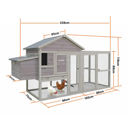 Samland Wooden Outdoor Chicken Coop with Nesting Box, Large Run & Waterproof Roof - Image 3