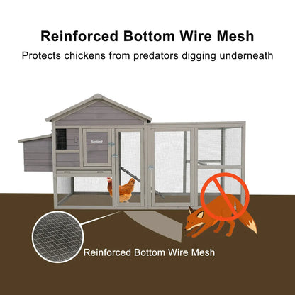 Samland Wooden Outdoor Chicken Coop with Nesting Box, Large Run & Waterproof Roof - Image 5