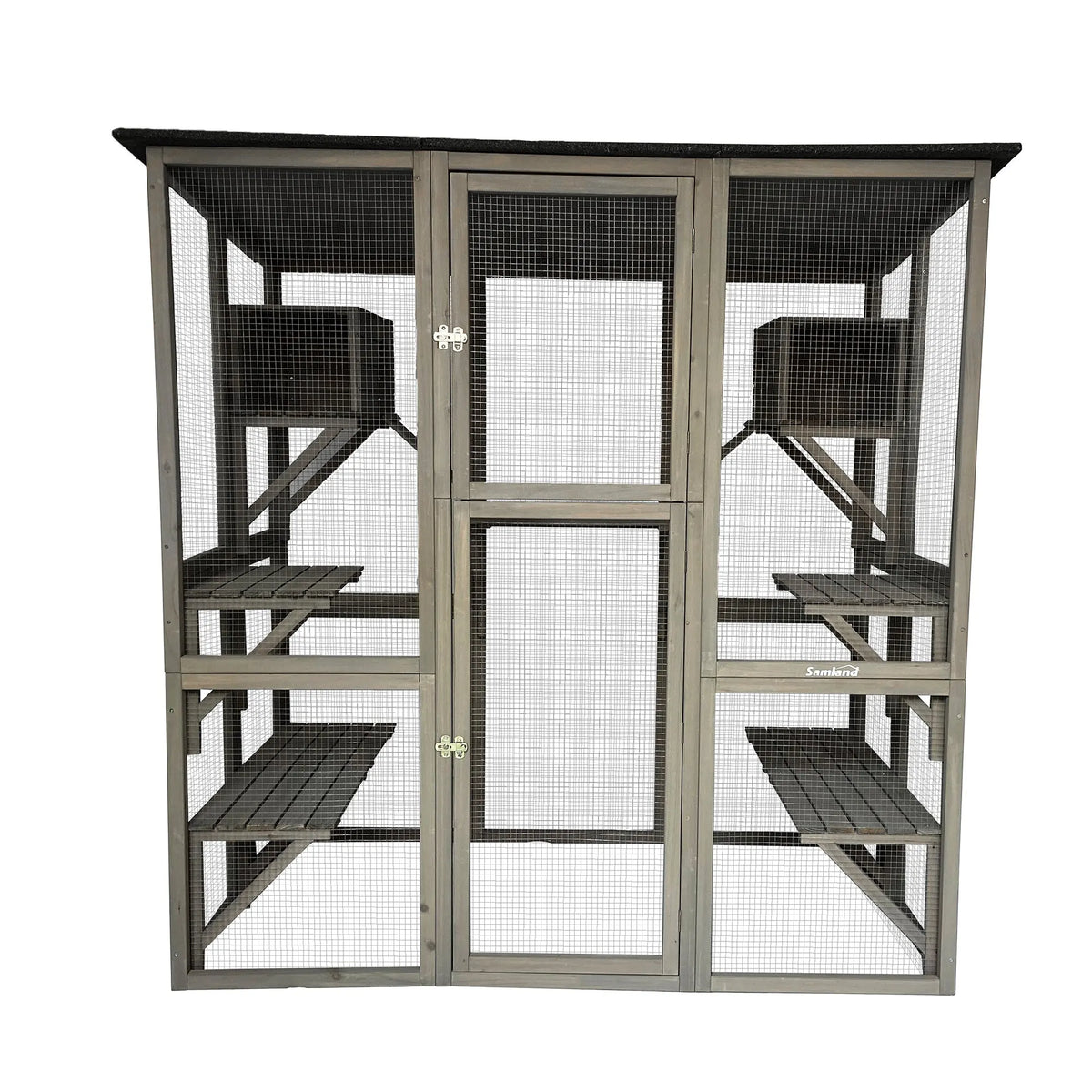 Samland Wooden Cat Cage Walk in Cat Condo House Kitten Ferret Enclosure Cage - Image 2
