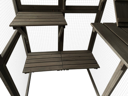 Samland Wooden Cat Cage Walk in Cat Condo House Kitten Ferret Enclosure Cage - Image 4