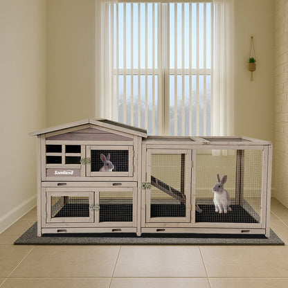 Samland Rabbit Hutch Cage Indoor and Outdoor Chicken Coop Guinea Pig Cage Bunny Cage Waterproof Roof - Image 2