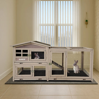 Samland Rabbit Hutch Cage Indoor and Outdoor Chicken Coop Guinea Pig Cage Bunny Cage Waterproof Roof - Image 2