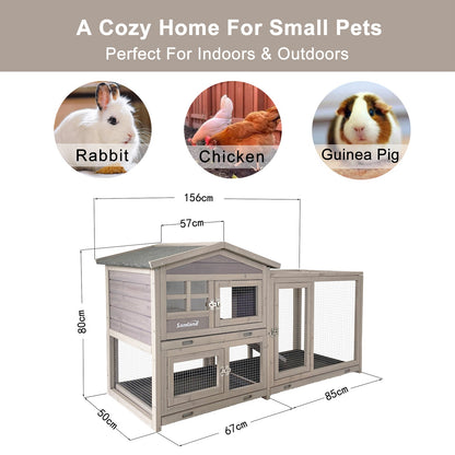Samland Rabbit Hutch Cage Indoor and Outdoor Chicken Coop Guinea Pig Cage Bunny Cage Waterproof Roof - Image 3