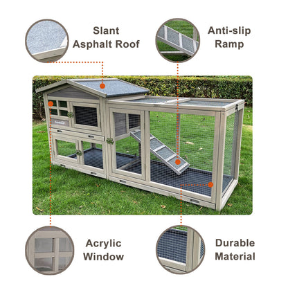 Samland Rabbit Hutch Cage Indoor and Outdoor Chicken Coop Guinea Pig Cage Bunny Cage Waterproof Roof - Image 5