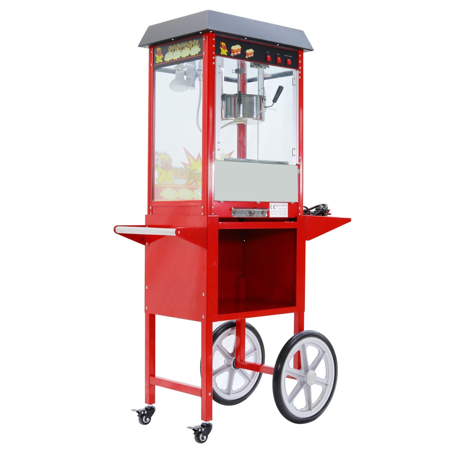 Samland 8OZ Popcorn Machine Maker on the Wheeled Cart Deck Warmer - Image 2