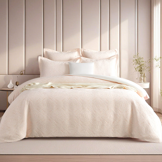 Bella Blush Jacquard Queen Quilt Cover Set by Renee Taylor