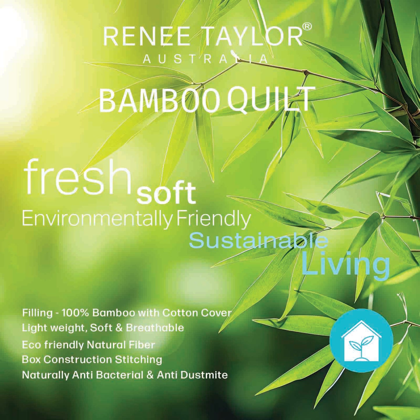 400 GSM All Seasons Natural Bamboo King Quilt by Renee Taylor