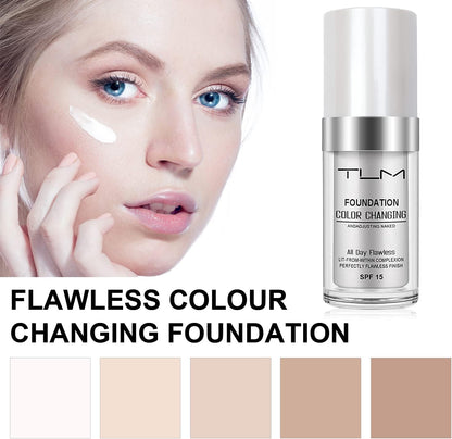 ReviGLam TLM Colour Changing Liquid Foundation Hides Wrinkles & Lines, BB Cream Makeup Base Concealer Cover Moisturizing Fluid for all Skin Tone SPF15, Pack of 1 - Image 5