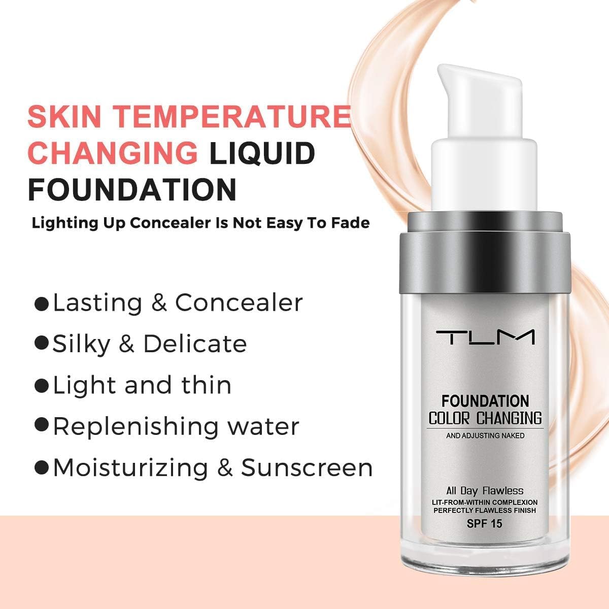 ReviGLam TLM Colour Changing Liquid Foundation Hides Wrinkles & Lines, BB Cream Makeup Base Concealer Cover Moisturizing Fluid for all Skin Tone SPF15, Pack of 2 - Image 2