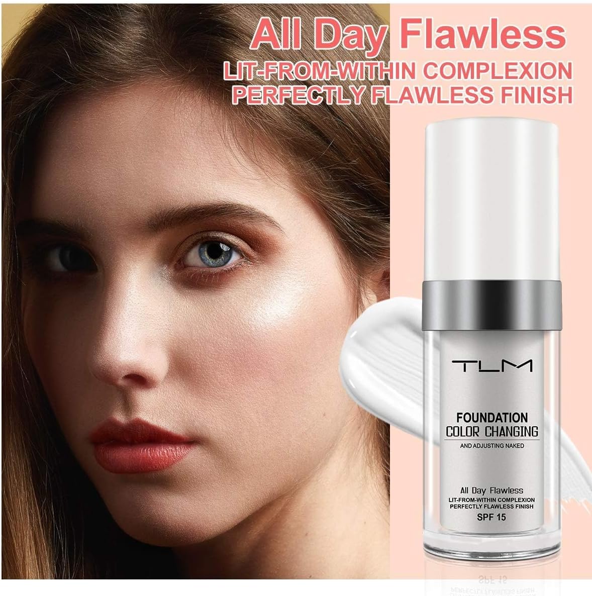 ReviGLam TLM Colour Changing Liquid Foundation Hides Wrinkles & Lines, BB Cream Makeup Base Concealer Cover Moisturizing Fluid for all Skin Tone SPF15, Pack of 2 - Image 3
