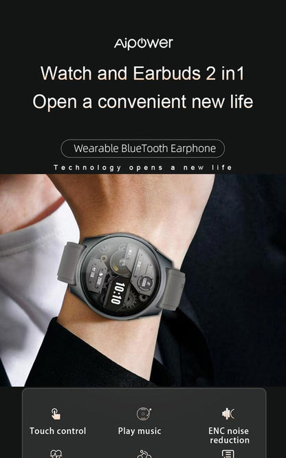 2-in-1 Smartwatch /Earphones & Charging Dock | 4GB MP3, Health Tracker | Titanium Grey | World’s First Patented - Image 2