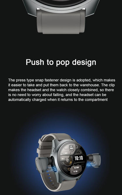 2-in-1 Smartwatch /Earphones & Charging Dock | 4GB MP3, Health Tracker | Titanium Grey | World’s First Patented - Image 6