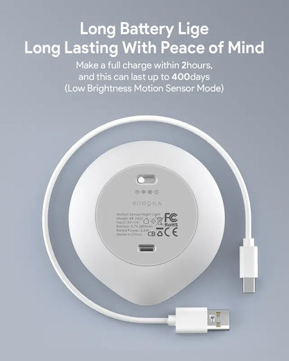 (Pack of 3）LED Motion Sensor Night Light Indoor, Cordless Battery Powered,Stick-on Warm White Light with Built-in Infrared Motion Detection, Sensor Light for Hallway,Bedroom - Image 3