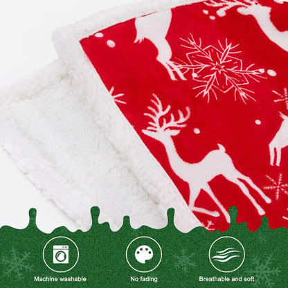 Christmas Throw Blanket, Christmas Decorations Gifts for Women, Sherpa Flannel Fleece Winter Holiday Blanket, Fluffy Cozy Soft Christams Throws for Couch Sofa Bed, Reindeer Stars, 50" X 60" - Image 3