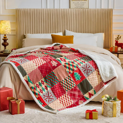 Christmas Throw Blanket, Christmas Decorations Gifts for Women, Sherpa Flannel Fleece Winter Holiday Blanket, Fluffy Cozy Soft Christams Throws for Couch Sofa Bed, DoubleDeer, 50" X 60" - Image 2