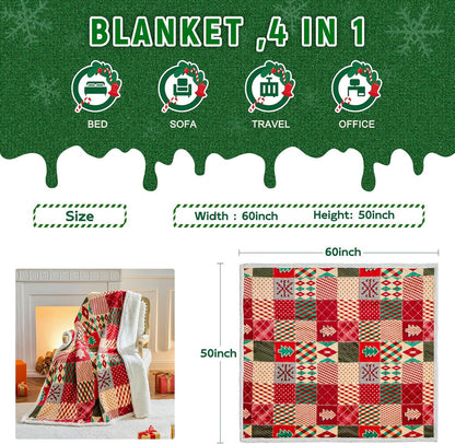 Christmas Throw Blanket, Christmas Decorations Gifts for Women, Sherpa Flannel Fleece Winter Holiday Blanket, Fluffy Cozy Soft Christams Throws for Couch Sofa Bed, DoubleDeer, 50" X 60" - Image 3