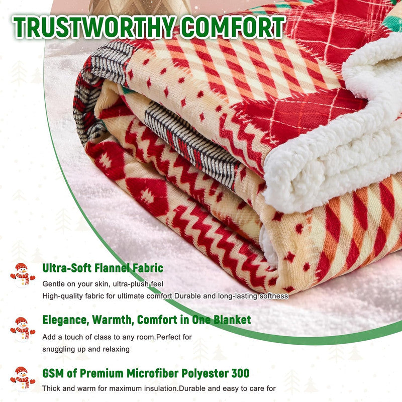 Christmas Throw Blanket, Christmas Decorations Gifts for Women, Sherpa Flannel Fleece Winter Holiday Blanket, Fluffy Cozy Soft Christams Throws for Couch Sofa Bed, DoubleDeer, 50" X 60" - Image 5