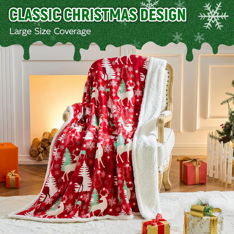 Christmas Throw Blanket, Christmas Decorations Gifts for Women, Sherpa Flannel Fleece Winter Holiday Blanket, Fluffy Cozy Soft Christams Throws for Couch Sofa Bed, ChristamsRhombus, 50" X 60" - Image 2