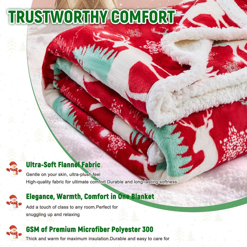 Christmas Throw Blanket, Christmas Decorations Gifts for Women, Sherpa Flannel Fleece Winter Holiday Blanket, Fluffy Cozy Soft Christams Throws for Couch Sofa Bed, ChristamsRhombus, 50" X 60" - Image 4
