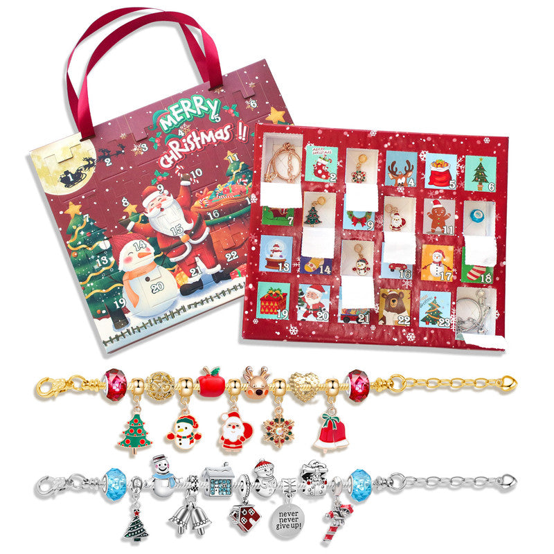 Christmas Advent Calendar 2025 Girls, 24 Days Xmas Countdown Calendar Jewelry Bracelet Set, DIY Bracelets Ornament Christmas Vacation Advent Calendar, Christmas Gift Set for Girls Boys Kids Women - Image 2