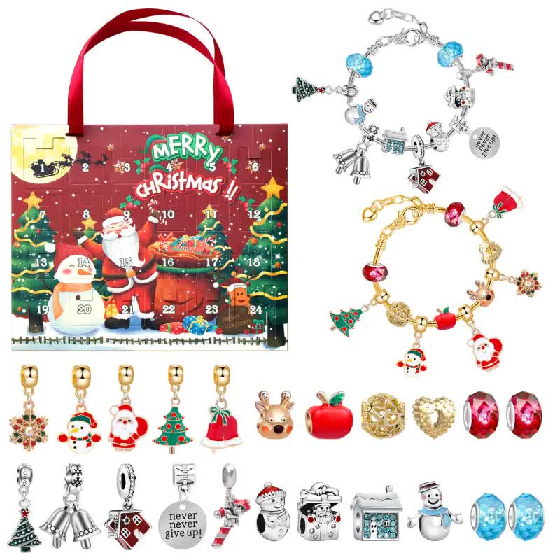 Christmas Advent Calendar 2025 Girls, 24 Days Xmas Countdown Calendar Jewelry Bracelet Set, DIY Bracelets Ornament Christmas Vacation Advent Calendar, Christmas Gift Set for Girls Boys Kids Women - Image 5