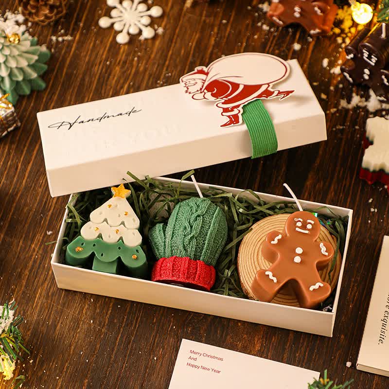 3PCS Christmas Scented Candle Gift Set - Elk, Tree, Gingerbread Man, Glove Shaped for Women, Xmas Home Decor, Party, Bedroom, Table Decorations - Image 2