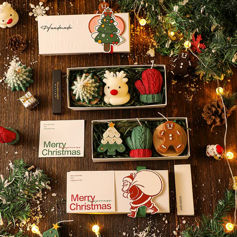 3PCS Christmas Scented Candle Gift Set - Elk, Tree, Gingerbread Man, Glove Shaped for Women, Xmas Home Decor, Party, Bedroom, Table Decorations - Image 3