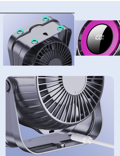 Desk Fan, Small Quiet LED Display Portable Table Fans, 180°Tilt, 100 Speeds, 5 Modes, Rechargeable 4000mAh Battery Operated USB Fan For Office, Bedroom, Outdoor(gray)Christmas Gifts - Image 4