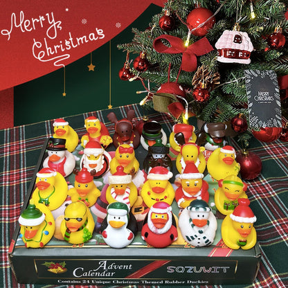 2025 Advent Calendar Christmas Ducks - 24pcs Rubber Duck Advent Calendar 24 Days of Christmas Countdown Toys for Christmas Gifts Party Favors Kids Toddlers Random Duck Gift Box - Image 3