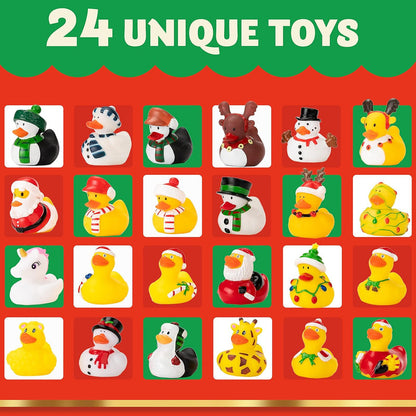 2025 Advent Calendar Christmas Ducks - 24pcs Rubber Duck Advent Calendar 24 Days of Christmas Countdown Toys for Christmas Gifts Party Favors Kids Toddlers Random Duck Gift Box - Image 4