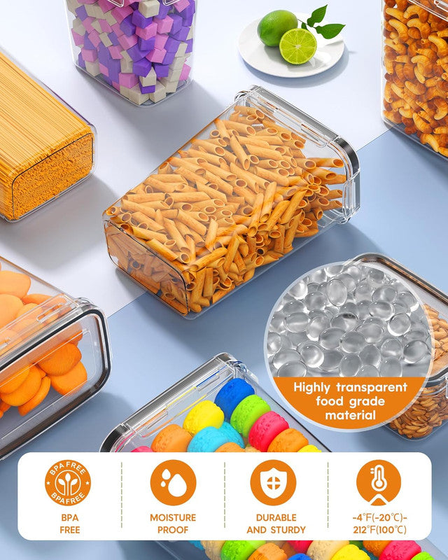 Airtight Food Storage Containers with Lids, 16 PCS Kitchen and Pantry Organization Canisters, BPA-Free, PVC-Free, Food-grade Plastic Leak-proof Jars for Cereal, Flour, Sugar, Extra 16 Labels & Marker - Image 4