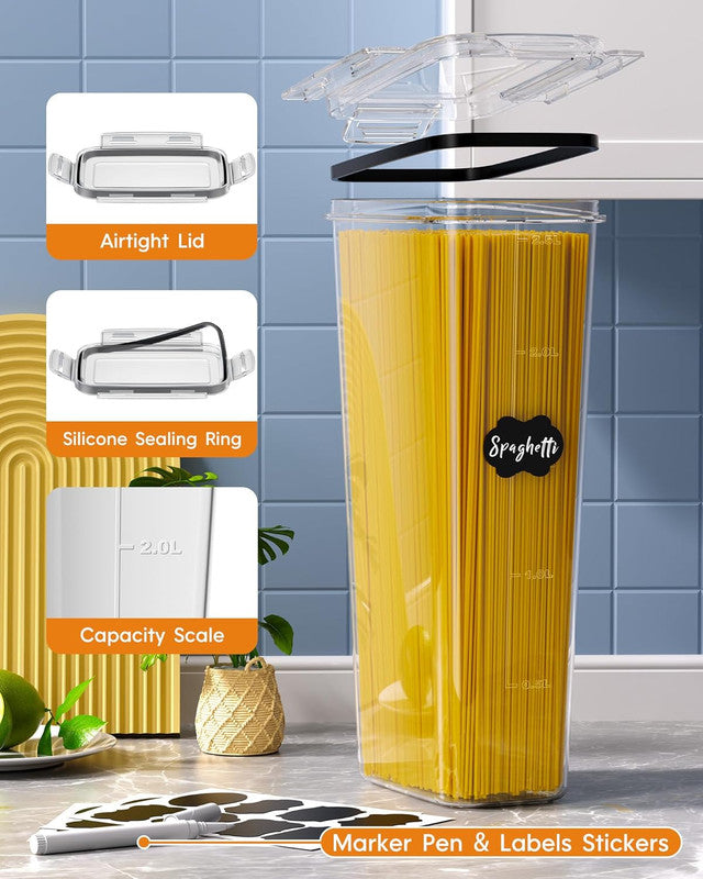 Airtight Food Storage Containers with Lids, 16 PCS Kitchen and Pantry Organization Canisters, BPA-Free, PVC-Free, Food-grade Plastic Leak-proof Jars for Cereal, Flour, Sugar, Extra 16 Labels & Marker - Image 5