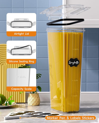 Airtight Food Storage Containers with Lids, 16 PCS Kitchen and Pantry Organization Canisters, BPA-Free, PVC-Free, Food-grade Plastic Leak-proof Jars for Cereal, Flour, Sugar, Extra 16 Labels & Marker - Image 5