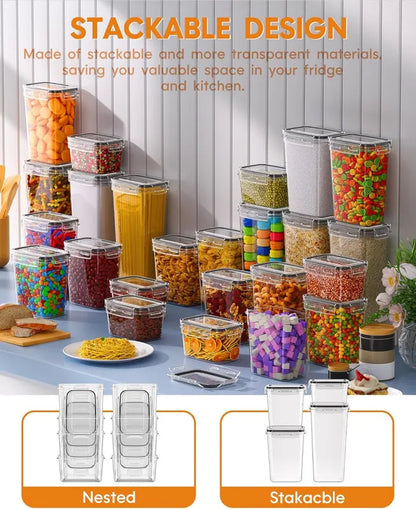 Airtight Food Storage Containers with Lids, 8 PCS Kitchen and Pantry Organization Canisters, BPA-Free, PVC-Free, Food-grade Plastic Leak-proof Jars for Cereal, Flour, Sugar, Extra 8 Labels & Marker - Image 6